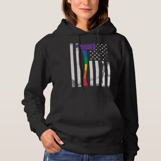 Pull À Capuche Équipe de pompiers fière LGBT Rainbow Pride USA Am (Devant)