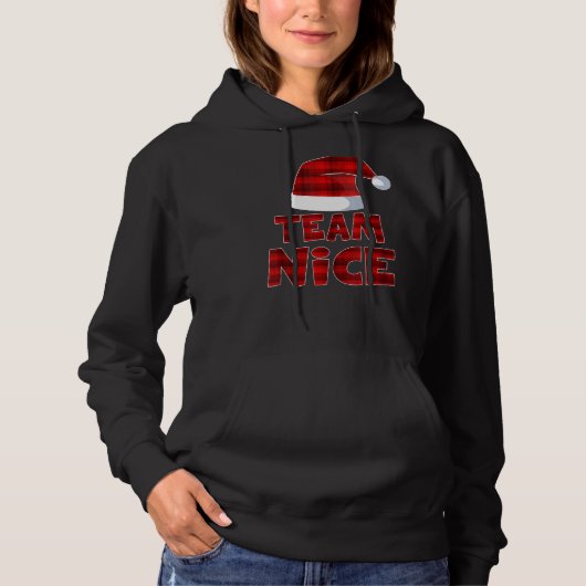 Pull À Capuche Équipe Nice Père Noël Red Plaid Claus Noël Pyjama  (Devant)