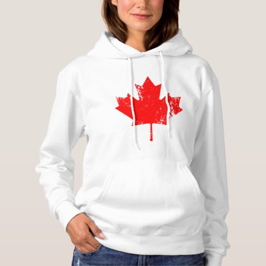 Pull À Capuche Érable Drapeau Grunge Canada - Rouge Distorti (Devant)