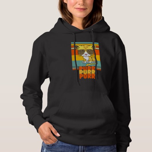 Pull À Capuche Et chat léopard avec lunettes de soleil ronronnant (Devant)