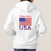 Pull À Capuche États-Unis Amérique Rouge Personnalisée Femmes (Dos)