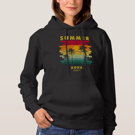 Pull À Capuche Été Kona Hawaii Beach Sunset Retro (Devant)