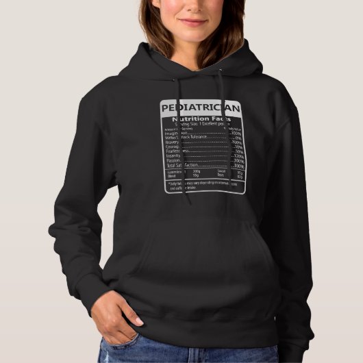 Pull À Capuche Faits Nutritionnels de Pédiatre Graphique Sarcasti (Devant)