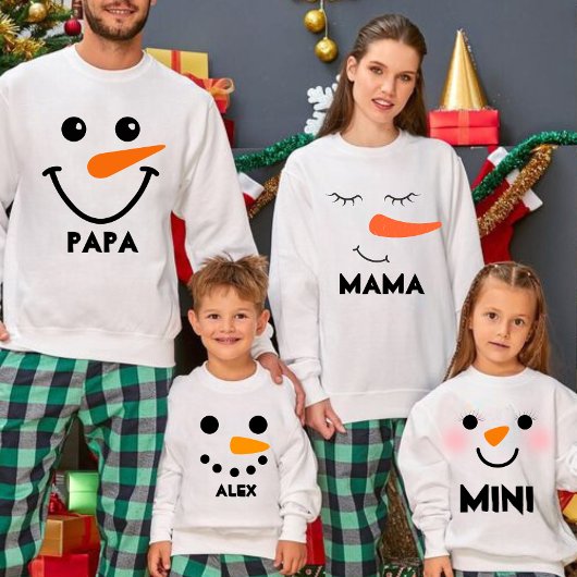 Pull À Capuche Famille de jumelage MAMA Snowman personnalisée