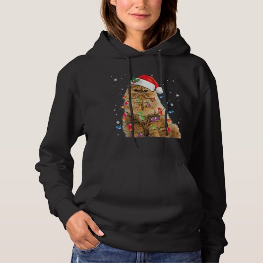 Pull À Capuche Fantaisie Perse Chat Feux de Noël Joyeux Pajama Ch (Devant)