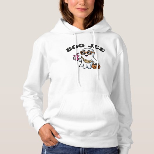 Pull À Capuche Fantôme BOO-JEE – Création drôle de Halloween Bouj (Devant)