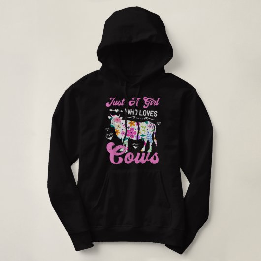 Pull À Capuche Farmer Filles Animaux Fleurs Aime Juste Une Fille (Design devant)
