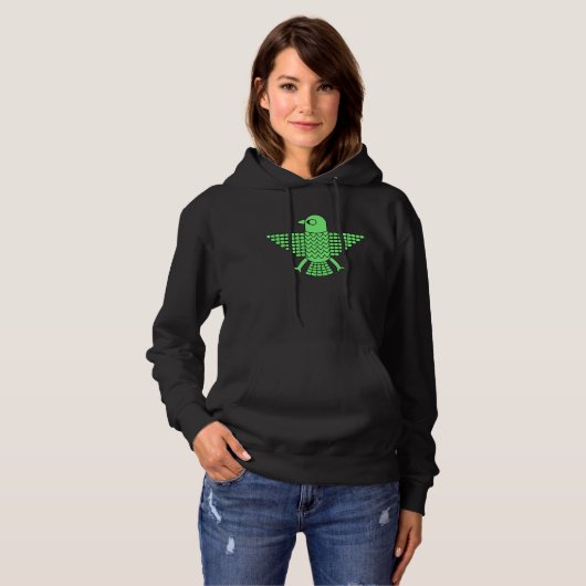 Pull À Capuche Faucon vert stylisé (Devant entier)
