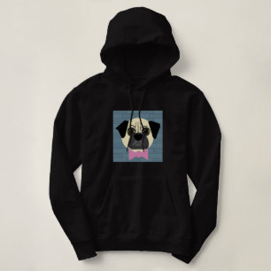 Pull À Capuche Fawn Pug, Nœud Papillon Rose, Brique Bleue