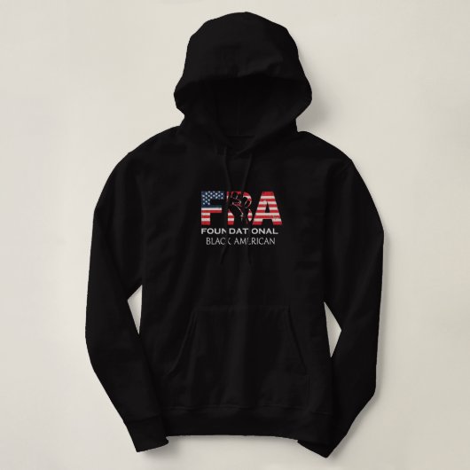 Pull À Capuche FBA Américain Noir Fondamental avec Poing Levée (Design devant)