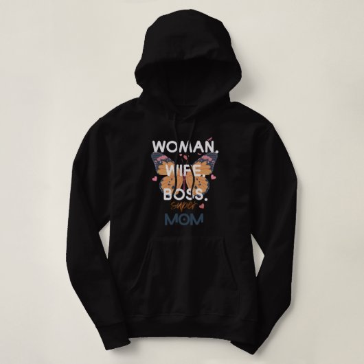 Pull À Capuche Femme, femme, patron, super maman (Design devant)