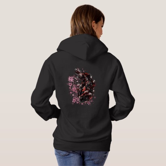 Pull À Capuche Femmes Fleur de Cerisier Sakura Poisson Koi Japona (Dos entier)