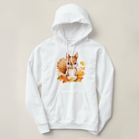 Pull À Capuche Feuilles d'automne d'écureuil animal mignon person (Design devant)