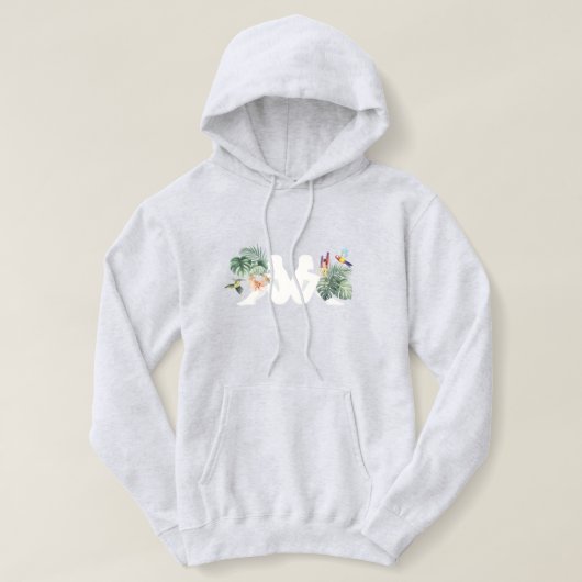 Pull À Capuche Feuilles tropicales & Oiseaux Design de nature min (Design devant)