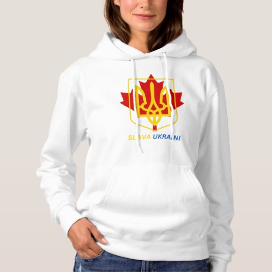 PULL À CAPUCHE FIER D'ÊTRE CANADIEN UKRAINIEN - SLAVA UKRAINI ! (Devant)