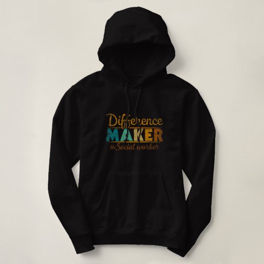 Pull À Capuche Fier travailleur social créateur de différences (Design devant)