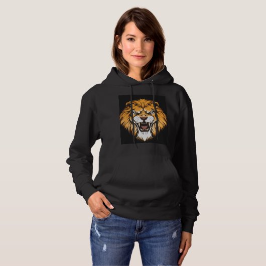 Pull À Capuche Fierce Roaring Lion Graphic hoodies (Devant entier)