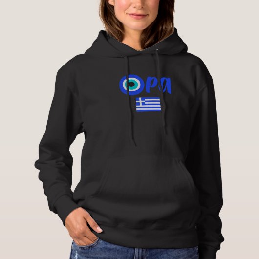 Pull À Capuche Fierté grecque Opa Mauvais œil Hellas Grèce Drapea (Devant)