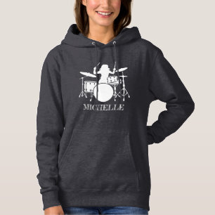 Pull À Capuche Fille batteur personnalisée   Cadeau de batteur de