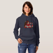 Pull À Capuche Fille de Noël, Collection de Chats Designs de Fête (Devant entier)