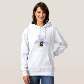 Pull À Capuche Fille Heureuse Illustration Dessinée à la Main – P (Devant entier)