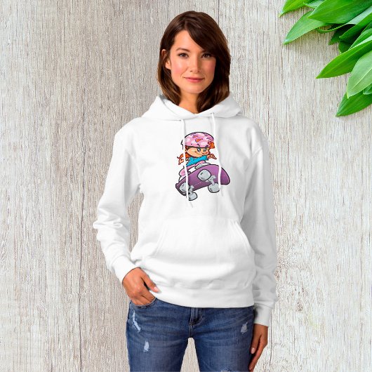 Pull À Capuche Fille skateur Casque rose Planche à roulettes