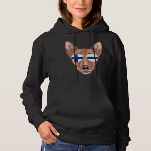 Pull À Capuche Finnish Flag Basenji Dog Finland Pocket (Devant)