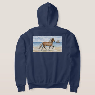 Pull À Capuche Fjara Cheval islandais aquarelle sur la plage