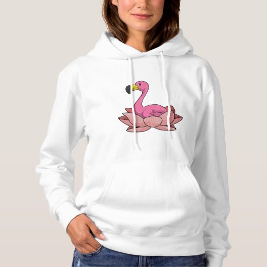 Pull À Capuche Flamant rose à fleur de Lotus (Devant)