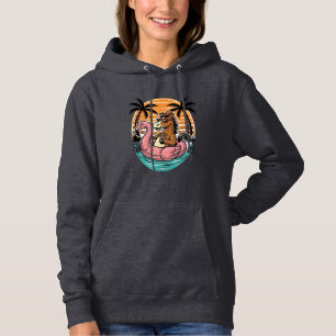 Pull À Capuche Flamant Rose Cheval Vintage Float Design Vacances
