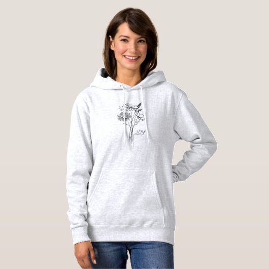 Pull À Capuche Fleur Boho Wild Minimale, bohemiam minimum Art (Devant entier)