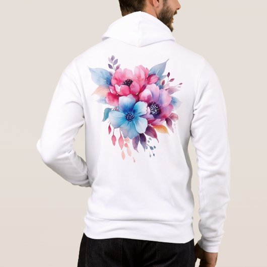 Pull À Capuche Fleurs à l'aquarelle conception florale (Dos)