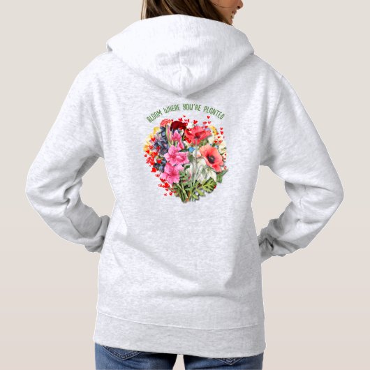 Pull À Capuche Fleurs personnalisées Pousse où tu es planté (Dos)