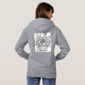 Pull À Capuche Floral Basket and Fruits Ink Illustration Hoodie (Dos entier)