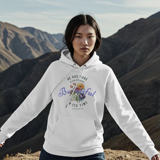 Pull À Capuche Floral Watercolor Beautiful Scripture