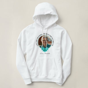 Pull À Capuche Flore Turquoise cadre grand-enfant à grand-mère Ph