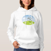Pull À Capuche Fourmi dansante sur l'herbe avec des fleurs (Devant)