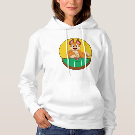Pull À Capuche Fox at Poker avec des jetons de Poker (Devant)