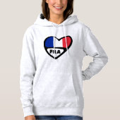 Pull À Capuche France Code Pays Coeur Drapeau, FRA (Devant)