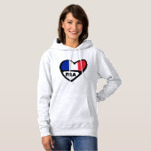 Pull À Capuche France Code Pays Coeur Drapeau, FRA (Devant entier)