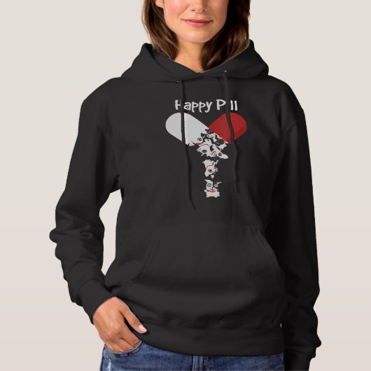 Pull À Capuche French Bulldog Chien Happy Pill Frenchie Maman Pap (Devant)