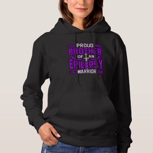 Pull À Capuche Frère de guerrier d'épilepsie Ruban Violet de Sens (Devant)
