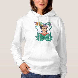 Pull À Capuche Frida Kahlo Graphisme du cadre floral