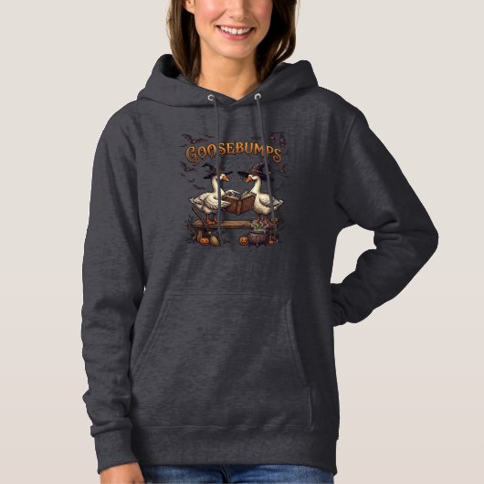 Pull À Capuche Frissons d'Halloween Oies Chapeaux de Sorcière Liv (Devant)