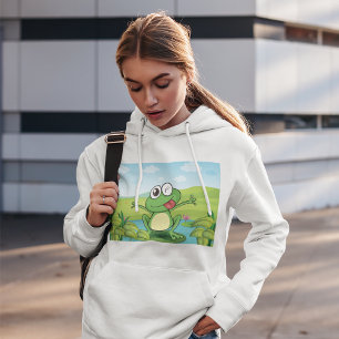 Pull À Capuche Frog drôle avec sa langue sortie
