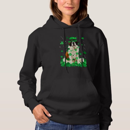 Pull À Capuche Fun Bernard Dog St Patrick S Day Shamrock irlandai (Devant)