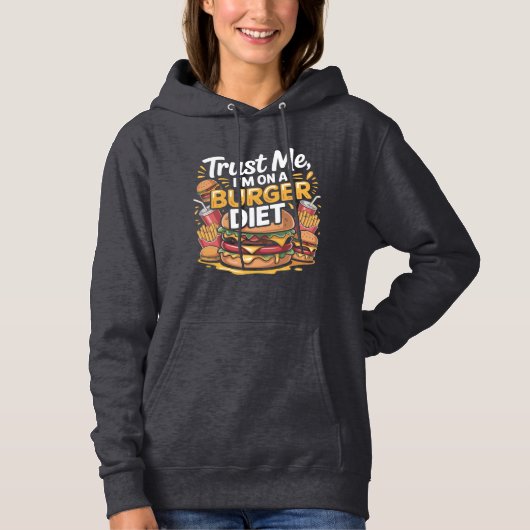 Pull À Capuche Funny Burger Diet Graphic T-Shirt Design (Devant)