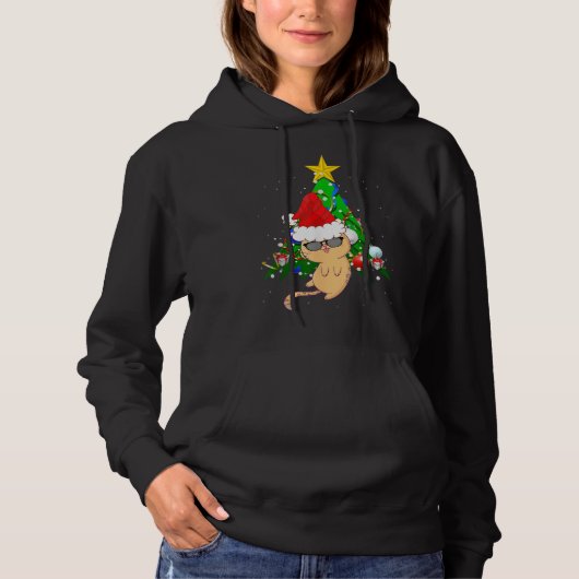 Pull À Capuche Funny Chat Arbre de Noël - Noël Noël Noël Chat Xm (Devant)