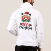 Pull À Capuche Funny Panda rouge Joyeux Noël (Dos)