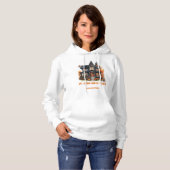 Pull À Capuche Funny rétro Halloween Maison éffrayante hantée (Devant entier)